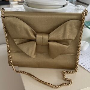 Bruno Magli Gold Bow Clutch with Chain Strap